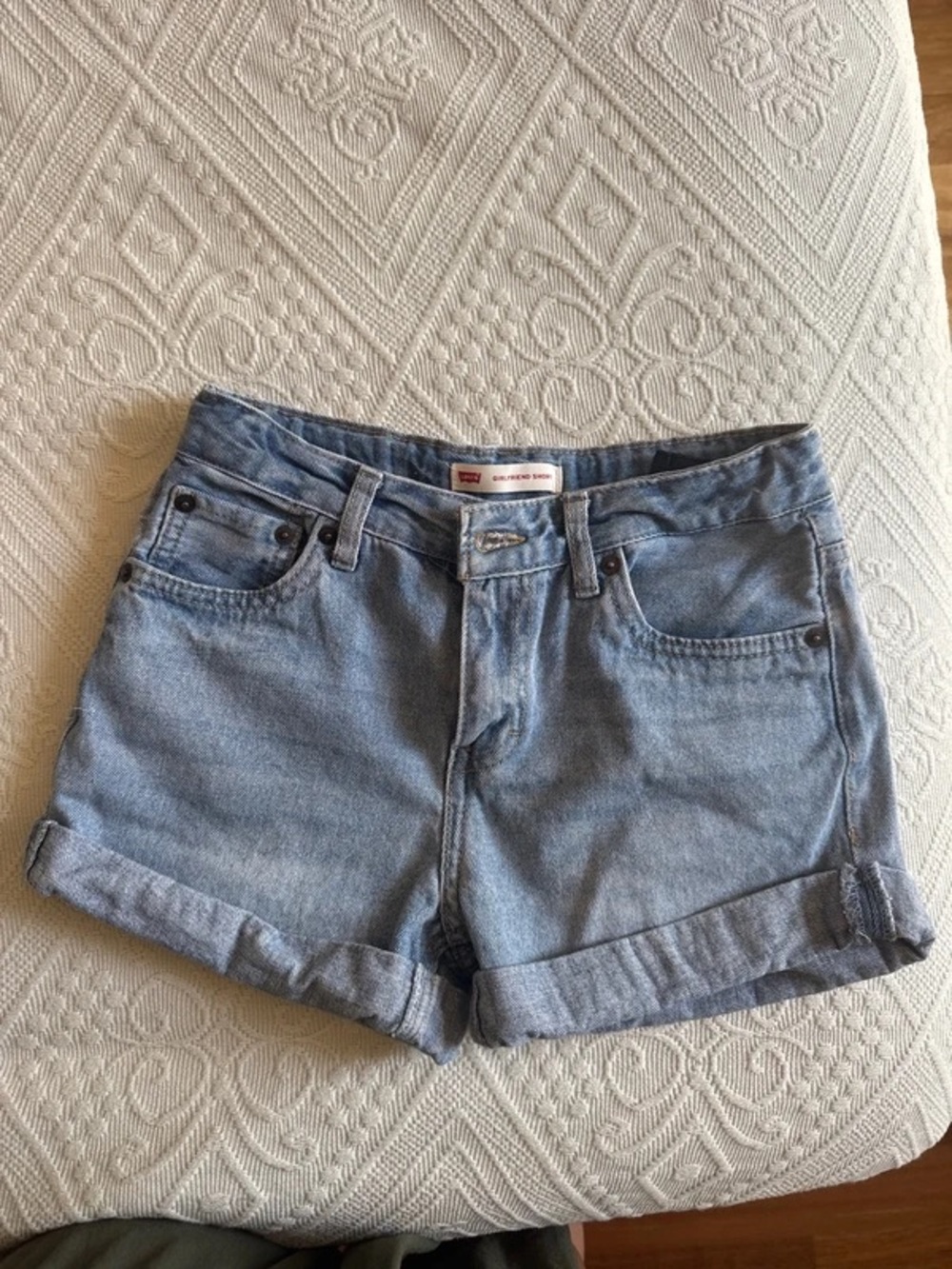 Levi's Light Blue Denim Rolled Cuff Women's Shorts